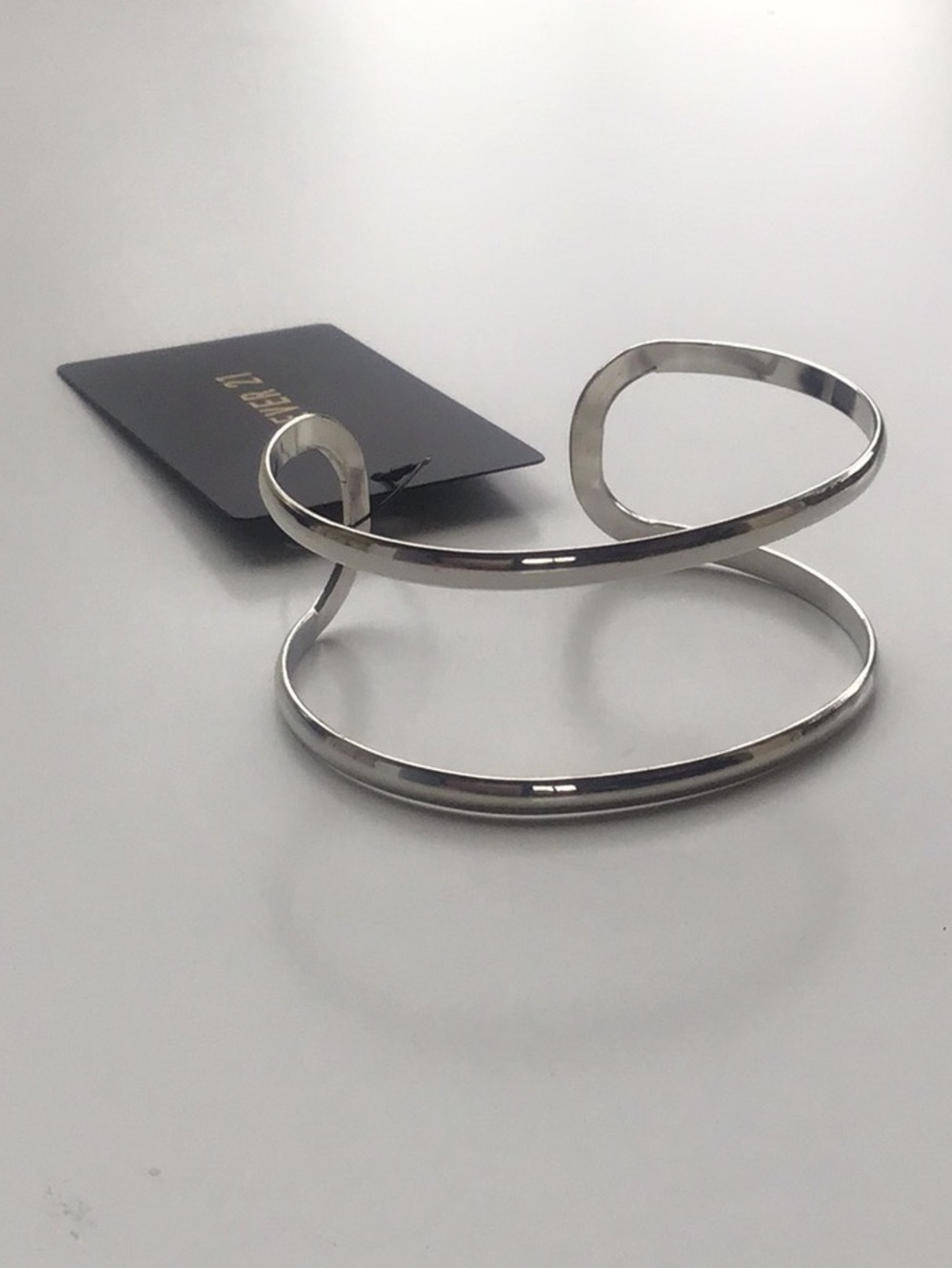 Silver minimalist open cuff bangle bracelet